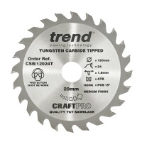 Trend CraftPro Thin Kerf Cordless Saw Blade - 120mm dia x 1.8 kerf x 20 bore 24T