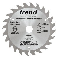Trend CraftPro Combination Wood Saw Blade - 150mm dia x 2.4 kerf x 20 bore 24T