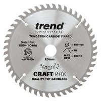 Trend CraftPro Trimming Crosscut Saw Blade - 160mm dia x 2.2 kerf x 20 bore 48T