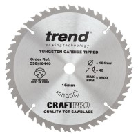 Trend CraftPro Trimming Crosscut Saw Blade - 184mm dia x 2.6 kerf x 16 bore 40T