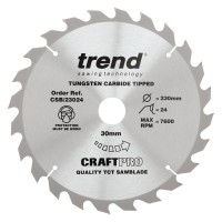 Trend CraftPro General Purpose Wood Saw Blade - 230mm dia x 2.6 kerf x 30 bore 24T