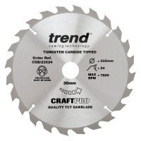 Trend CraftPro General Purpose Wood Saw Blade - 235mm dia x 2.6 kerf x 30 bore 24T