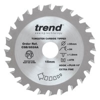 Trend CraftPro Thin Kerf Cordless Saw Blade - 85mm dia x 1.2 kerf x 15 bore 24T