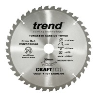 Trend CraftPro Crosscut Wood Mitre Saw Blade - 260mm dia x 2.3 kerf x 30 bore 40T
