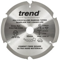 Trend PCD Fibreboard Saw Blade - 235mm dia x 2.4 kerf x 30 bore 6T