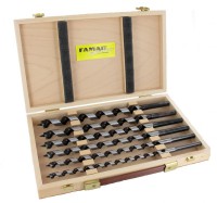 Famag 1410300 Auger Bits Lewis Pattern Set of 6 pcs in Wooden Case - Length 320 mm