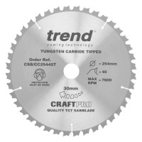 Trend CraftPro Crosscut Wood Mitre Saw Blade - 254mm dia x 2.5 kerf x 30 bore 40T