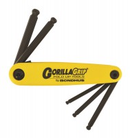 BONDHUS Gorilla Grip Ball End Hex Key Fold Up Set - 5 pcs - 3/16\"-3/8\", 12894