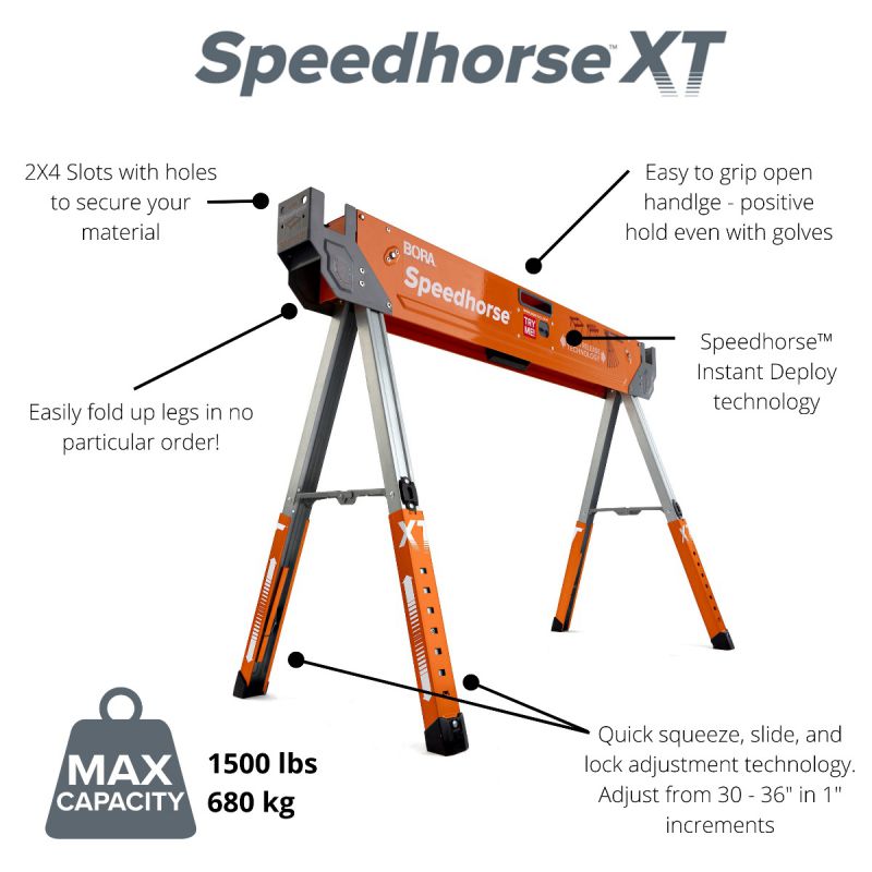 Bora Speedhorse XT Adjustable Height Saw Horse Twin Pack