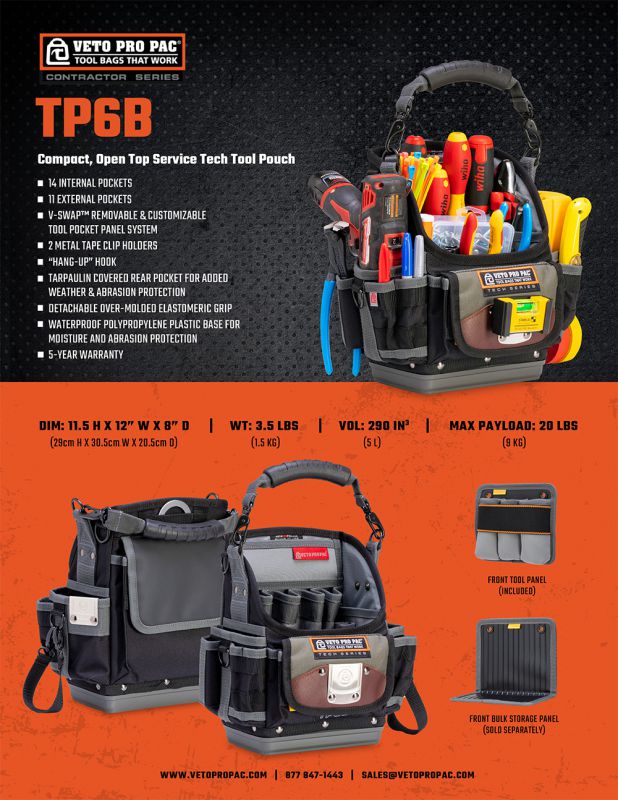 Veto Pro Pac - Tp6b Open-top Tech Tool Pouch - V Swap from 