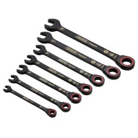 Draper Expert HI-TORQ Metric Ratchet Combination Spanner Set, Black (7 Piece) - 03895