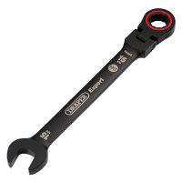 Draper Expert HI-TORQ Metric Flexible Head Ratchet Combination Spanner, 15mm, Black - 03922