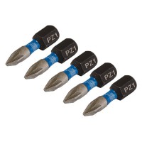 Draper Expert PZ-Type Impact Screwdriver Bits, No.1 x 25mm, 1/4\" Hex (Pack of 5) - 04950