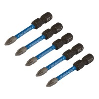 Draper Expert PZ-Type Impact Screwdriver Bits, No.1 x 50mm, 1/4\" Hex (Pack of 5) - 05646