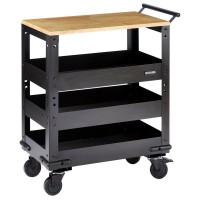 BUNKER 3 Tier Trolley with Pull Handle and Hardwood Worktop - 11495