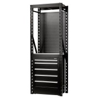 BUNKER 2 Tier Racking with Steel Shelving, Pegboard and Floor Cabinet, 750mm - 27975