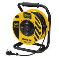Defender 4-Way Industrial Trade Cable Extension Reel - 230V 50m - E86515