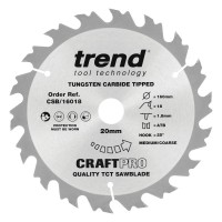 Trend CraftPro Combination Wood Saw Blade - 160mm dia x 1.8 kerf x 20 bore 18T