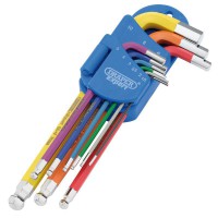 Draper Expert Metric Ball End Hex Key Set, Colour Coded (9 Piece) - 66132