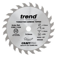 Trend CraftPro Thin Kerf Cordless Saw Blade - 115mm dia x 1.5 kerf x 9.5 bore 24T
