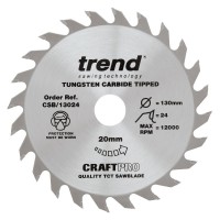 Trend  CraftPro Combination Wood Saw Blade - 130mm dia x 2.4 kerf x 20 bore 24T