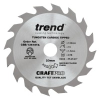 Trend CraftPro Thin Kerf Cordless Saw Blade - 136mm dia x 1.5 kerf x 20 bore 16T