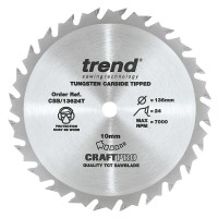 Trend CraftPro Thin Kerf Cordless Saw Blade - 136mm dia x 1.5 kerf x 10 bore 24T