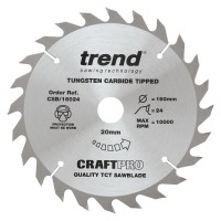 Trend CraftPro Combination Wood Saw Blade - 160mm dia x 2.4 kerf x 20 bore 24T