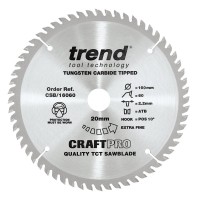 Trend CraftPro Extra Fine Finish Wood Saw Blade - 160mm dia x 2.2 kerf x 20 bore 60T
