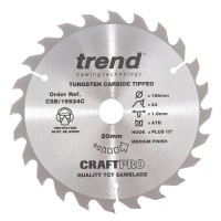 Trend CraftPro Combination Wood Saw Blade - 165mm dia x 1.8 kerf x 20 bore 24T