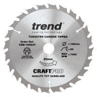 Trend CraftPro Thin Kerf Cordless Saw Blade - 165mm dia x 1.5 kerf x 20 bore 24T