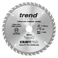 Trend CraftPro Thin Kerf Cordless Saw Blade - 165mm dia x 1.5 kerf x 20 bore 40T