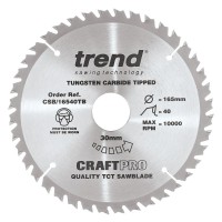 Trend CraftPro Thin Kerf Cordless Saw Blade - 165mm dia x 1.5 kerf x 30 bore 40T