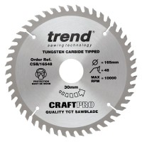 Trend CraftPro Trimming Crosscut Saw Blade - 165mm dia x 2.4 kerf x 30 bore 48T