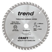 Trend CraftPro Thin Kerf Cordless Saw Blade - 165mm dia x 1.6 kerf x 15.88 bore 48T
