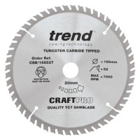 Trend CraftPro Thin Kerf Cordless Saw Blade - 165mm dia x 1.6 kerf x 20 bore 52T