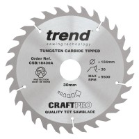 Trend CraftPro Combination Wood Saw Blade - 184mm dia x 2.6 kerf x 30 bore 30T