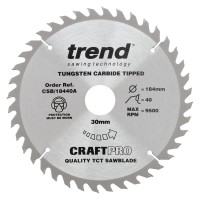 Trend CraftPro Trimming Crosscut Saw Blade - 184mm dia x 2.6 kerf x 20 bore 40T
