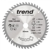 Trend Wood Cordless Circular Saw Blade - 185mm dia x 1.8 kerf x 30 bore 48T
