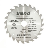 Trend CraftPro Thin Kerf Cordless Saw Blade - 190mm dia x 1.6 kerf x 30 bore 24T