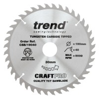Trend CraftPro Combination Wood Saw Blade - 190mm dia x 2.6 kerf x 30 bore 40T
