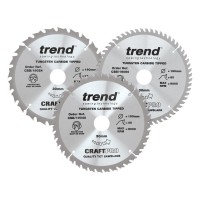 Trend CraftPro Triple Pack Mixed Saw Blade - 190mm dia x 2.6 kerf x 30 bore 24T 40T 60T