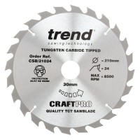 Trend CraftPro General Purpose Wood Saw Blade - 210mm dia x 2.4 kerf x 30 bore 24T