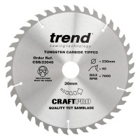 Trend CraftPro Combination Wood Saw Blade - 230mm dia x 2.6 kerf x 30 bore 40T