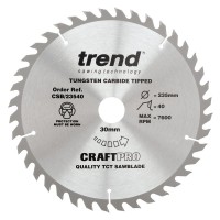 Trend CraftPro Combination Wood Saw Blade - 235mm dia x 2.6 kerf x 30 bore 40T