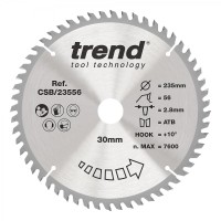 Trend Wood Circular Saw Blade - 235mm dia x 2.8 kerf x 30 bore 56T