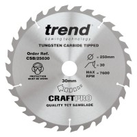 Trend CraftPro General Purpose Wood Saw Blade - 250mm dia x 3 kerf x 30 bore 30T