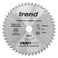 Trend CraftPro Combination Wood Saw Blade - 250mm dia x 3 kerf x 30 bore 48T