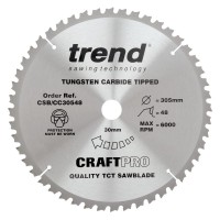 Trend CraftPro Crosscut Wood Mitre Saw Blade - 305mm dia x 3 kerf x 30 bore 48T