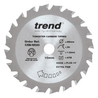 Trend CraftPro Thin Kerf Cordless Saw Blade - 85mm dia x 1.6 kerf x 10 bore 20T